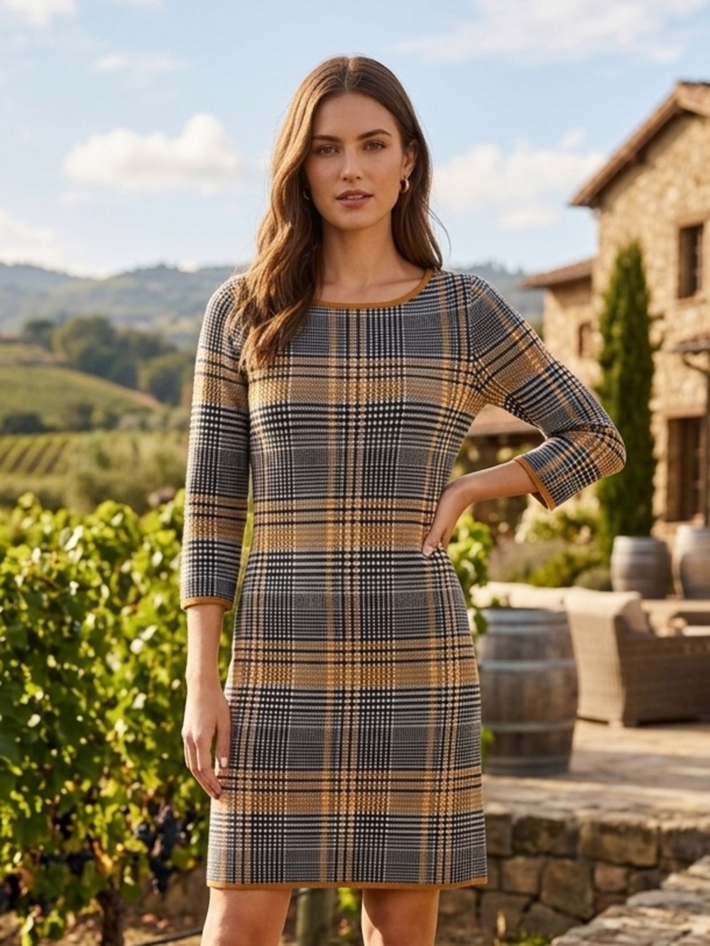 NWT Ann Taylor Plaid Sweater Dress XS Wool Blend